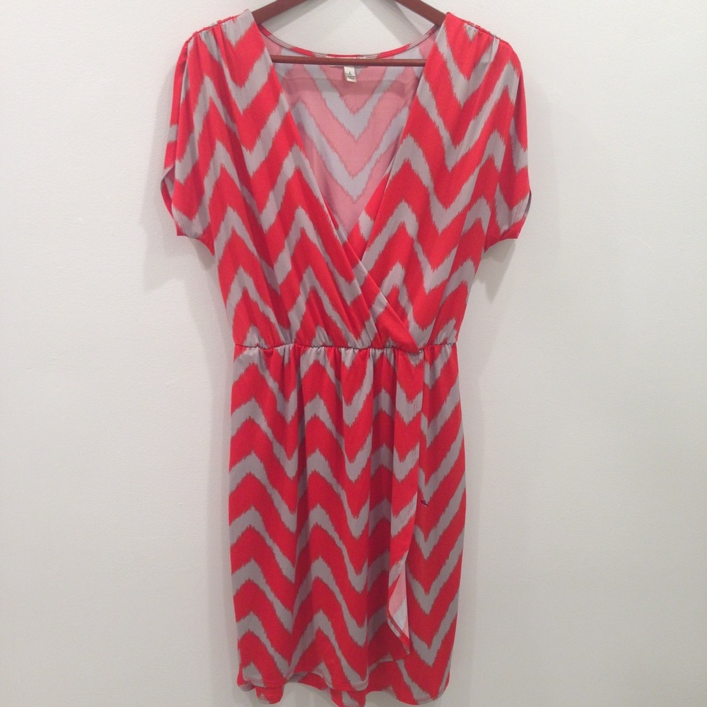 Cute Red and Gray Chevron Dress